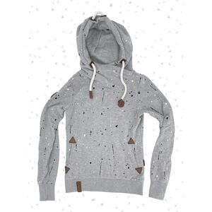 Naketano Gray Paint Splatter Hoodie Chunky Cowl Neck Cozy Indie Sleaze Skater S